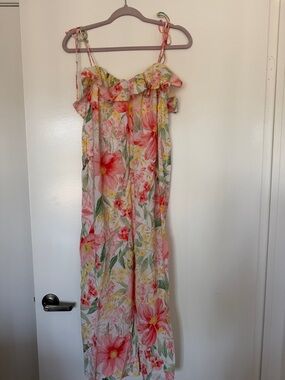 H&M Floral spaghetti strap Dress in Peach, Yellow & Green